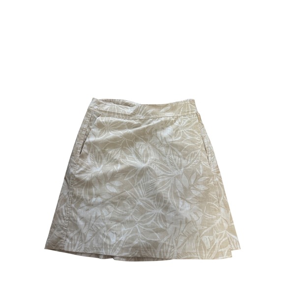 Rip Skirt Dresses & Skirts - Rip Skirt Womens XS Palm Leaf Print Beige Casual A Line Skirt